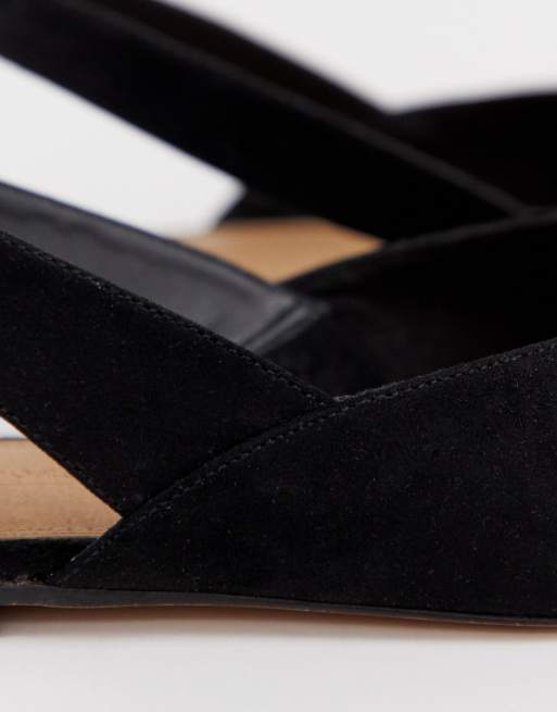 ASOS DESIGN – Leisure – Svarta ballerinaskor med v-skuren ovandel, hälrem och bred passform, 4 av 4