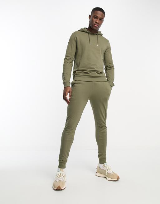 ASOS DESIGN – Lekki dopasowany dres w kolorze khaki