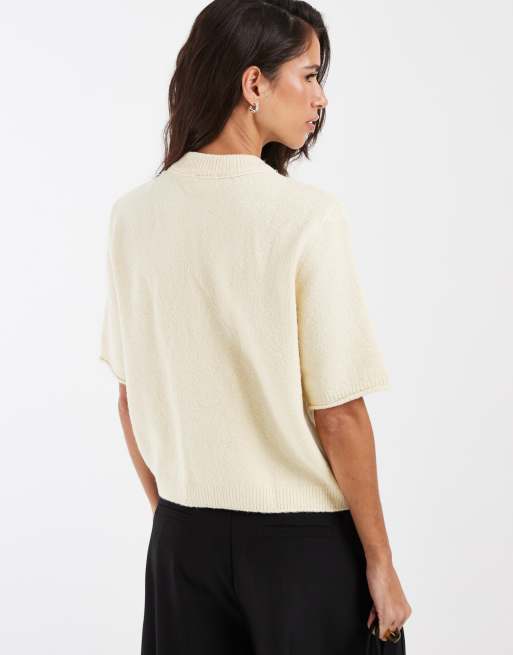 ASOS DESIGN lekki kardigan o luźnym kroju w kolorze buttermilk, 3 z 4