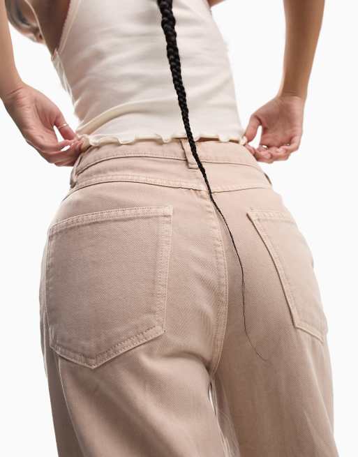 ASOS DESIGN – Lekkie jeansy z szerokimi nogawkami w kolorze pieczarkowym, 3 z 5