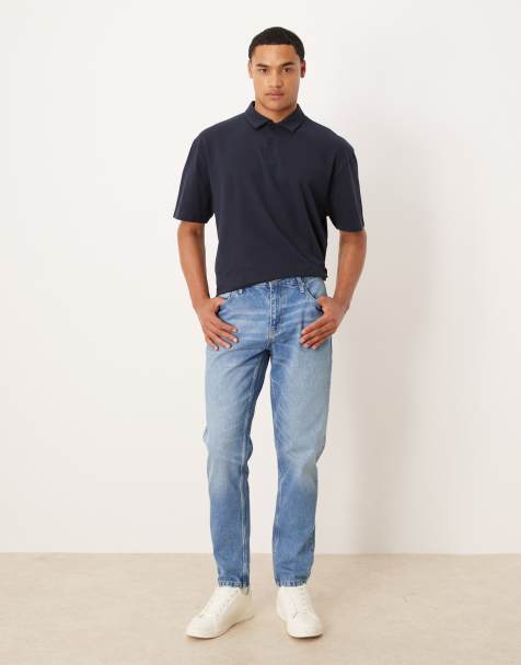 ASOS DESIGN tapered jeans in light wash 