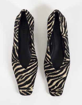 ASOS DESIGN Lemonade chisel toe ballets in zebra