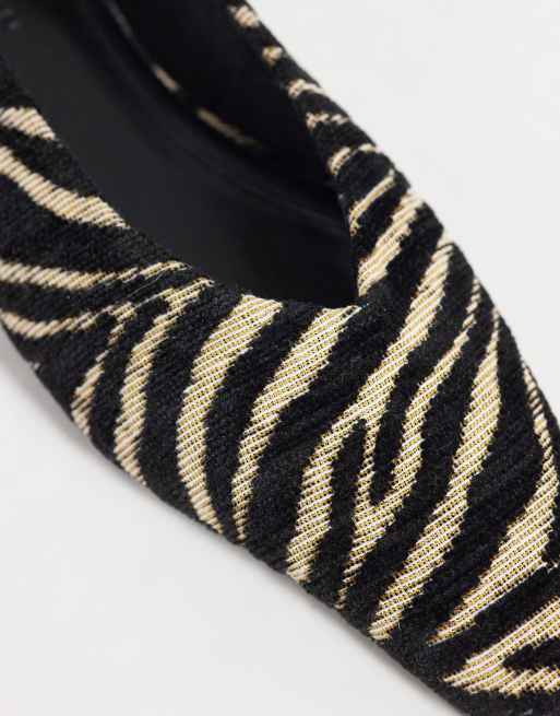 ASOS DESIGN Lemonade chisel toe ballets in zebra, 2 of 4