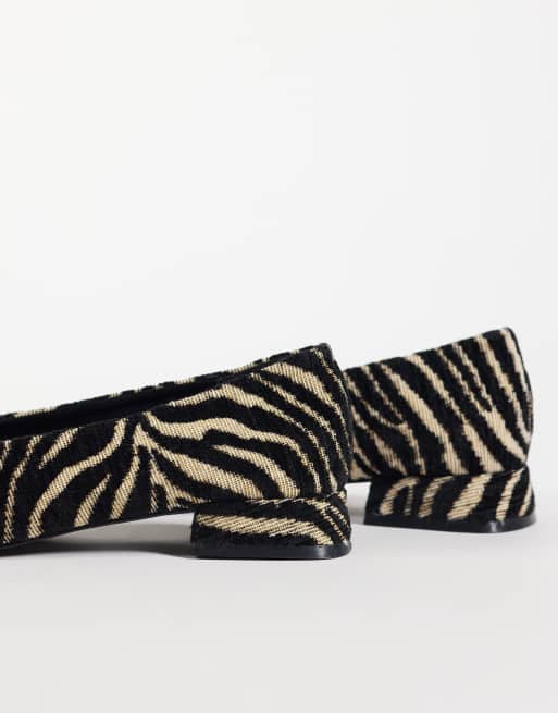 ASOS DESIGN Lemonade chisel toe ballets in zebra, 3 of 4