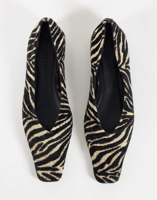 ASOS DESIGN Lemonade chisel toe ballets in zebra, 4 of 4