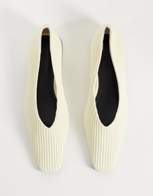 Asos Design Lemonade Chisel Toe Ruched Ballet Flats In White