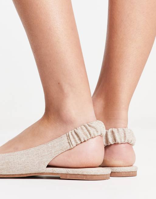 ASOS DESIGN Lemonade Flache Ballerinas aus naturlichem Material mit Peeptoe ASOS