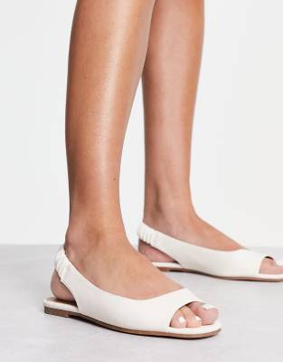 Asos Design Lemonade Peep Toe Ballet Flats In White In Neutral