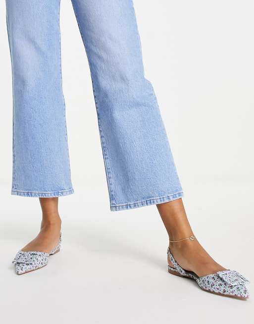 ASOS DESIGN – Lemons – Flache, geblümte Ballerinas mit Fersenriemen