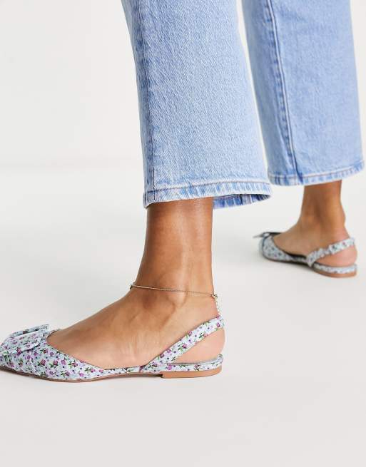 ASOS DESIGN Lemons slingback ballet flats in blue floral