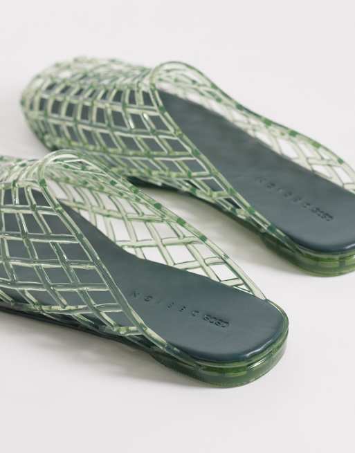 ASOS DESIGN Lennox jelly mules in green, 4 of 4