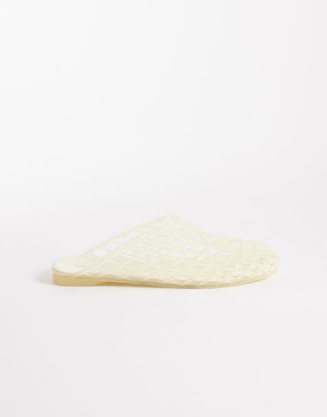 ASOS DESIGN Lennox jelly mules in lemon - view 1