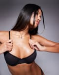 [ASOS DESIGN] ASOS DESIGN Lennox mesh underwired bra with satin binding in black 32B BLACK