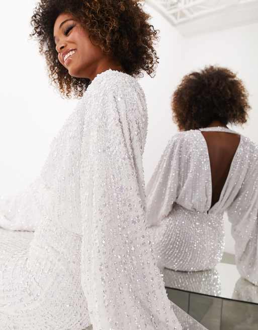 TFNC Bridal exclusive lace cape in ivory