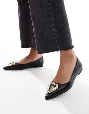 Asos Design Lennox Trim Ballet Flats In Black