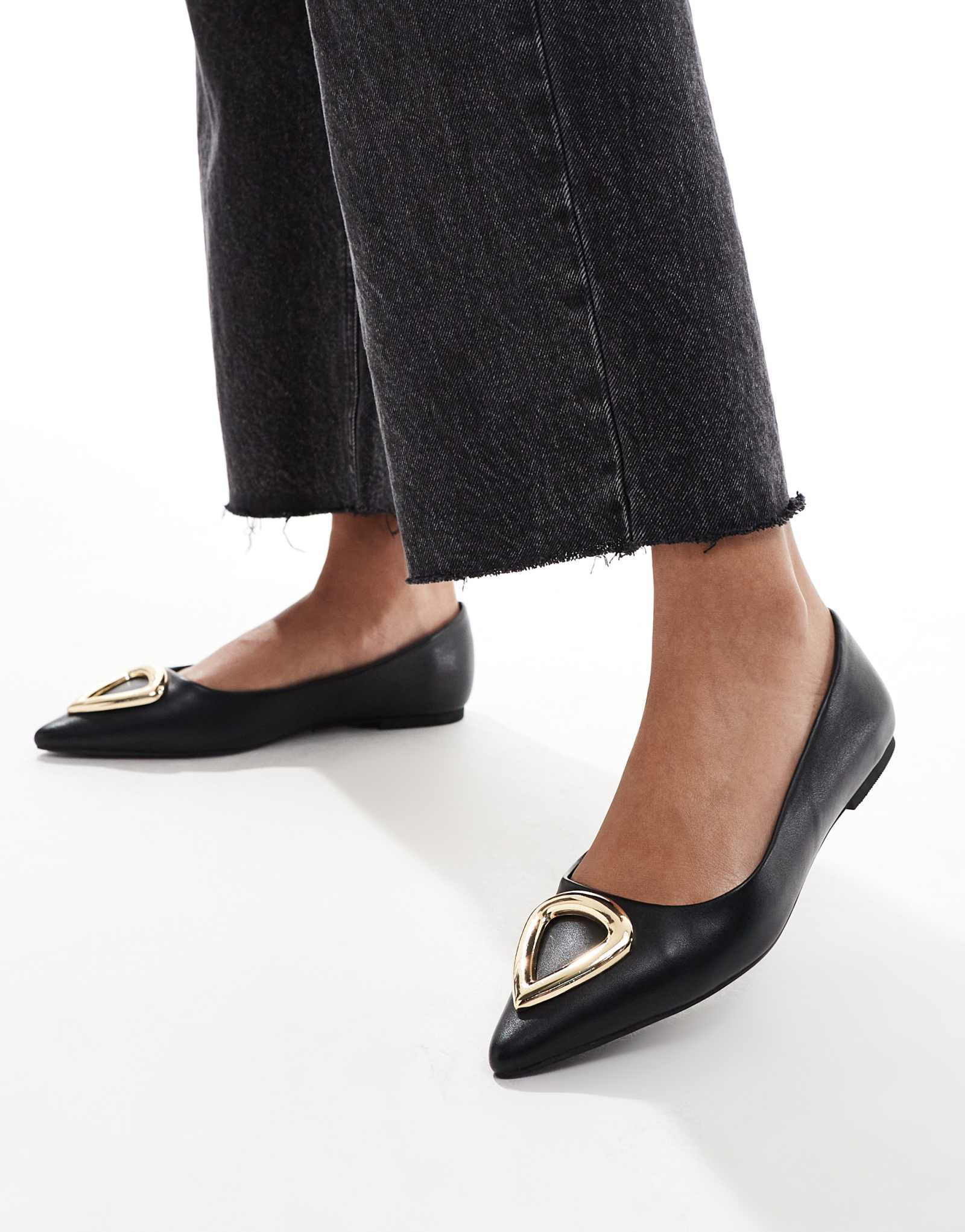 Черные балетки с отделкой Lennox от ASOS DESIGN