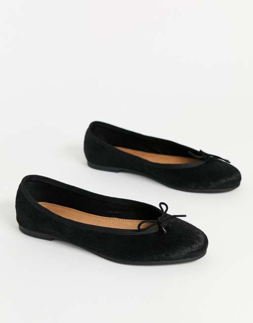 Asos Design Lenor Schwarze Leder Ballerinas Mit Schleife Asos