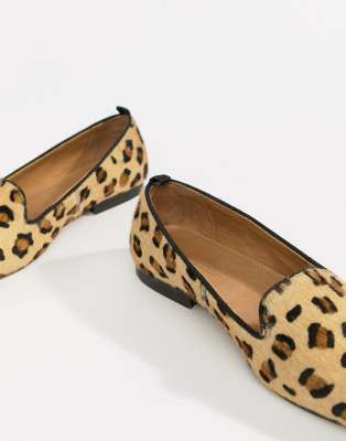 leopard leather flats