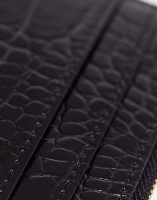 ASOS DESIGN leo zodiac star sign cardholder and purse in black croc, 4 of 4