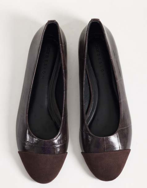 ASOS DESIGN Leon bailarinas con puntera en chocolate - view 1