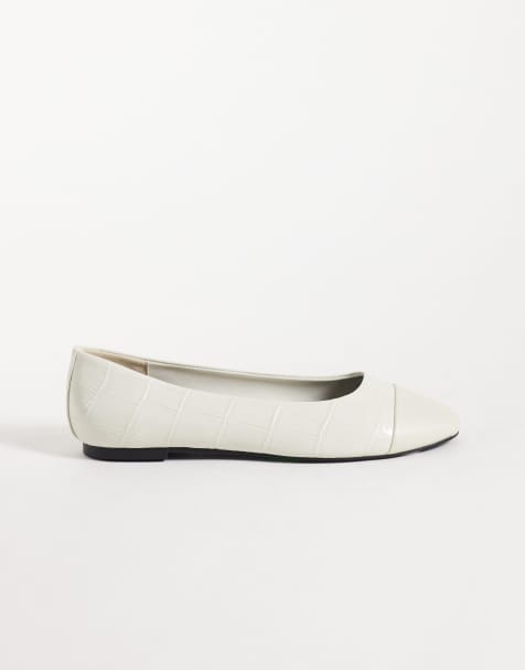 ASOS DESIGN Leon balerinki z odcinanym noskiem w kolorze off white - view 1