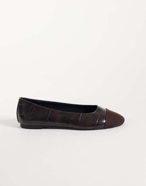 ASOS DESIGN Leon ballerinaskor med tåhätta i chokladbrun - view 1