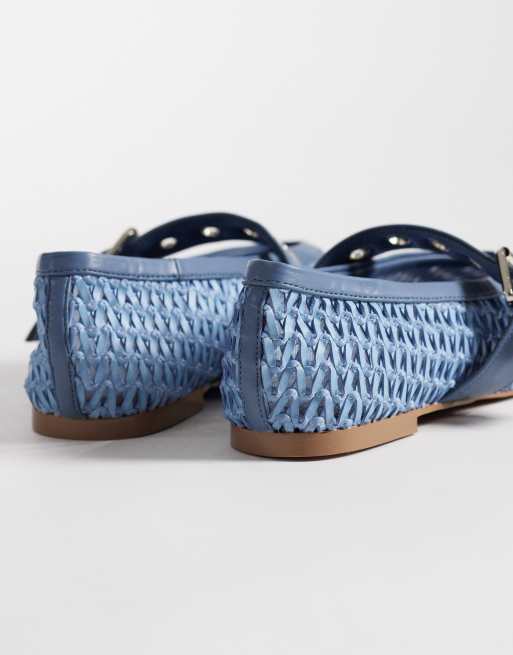 ASOS DESIGN – Leonard – Mary-Jane-Ballerinas in Blau in Flechtoptik, 4 von 4