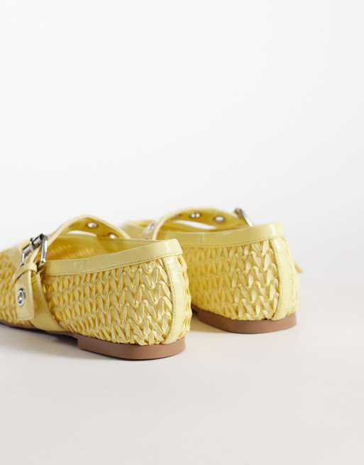 ASOS DESIGN - Leonard - Mary Jane ballerina's met geweven detail in citroengeel, 4 van 4