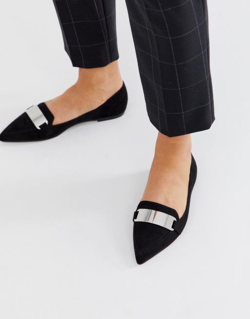 ASOS DESIGN Leonie pointed loafer ballet flats in black | ASOS