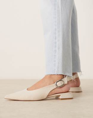 ASOS DESIGN - Leonora - Ballerines en tissu naturel avec bride arrière-Neutre