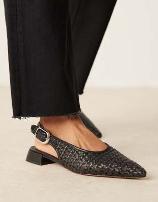 ASOS DESIGN - Leonora - Ballerines tressées à bride arrière - Noir
