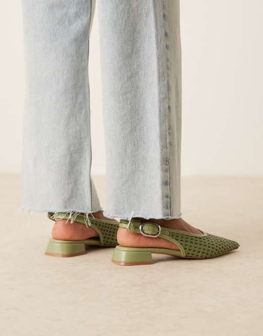 ASOS DESIGN - Leonora - Ballerines tressées à bride arrière - Vert sauge, 3 de 4