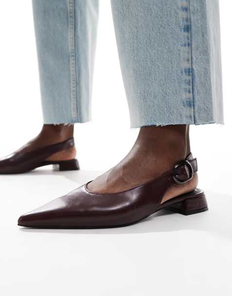 ASOS DESIGN – Leonora – Burgundowe balerinki z paskiem za piętą - view 1