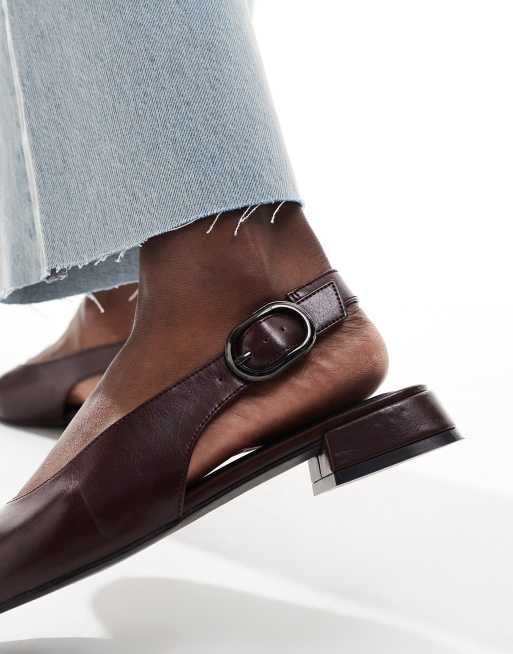 ASOS DESIGN – Leonora – Burgundowe balerinki z paskiem za piętą, 2 z 4