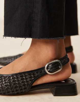 ASOS DESIGN Leonora slingback ballet flat in black weave