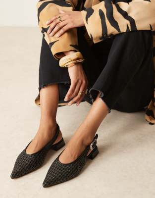 ASOS DESIGN Leonora slingback ballet flat in black weave