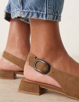 ASOS DESIGN Leonora slingback ballet flats in taupe suedette