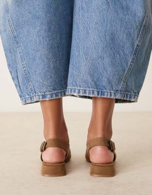 ASOS DESIGN Leonora slingback ballet flats in taupe suedette