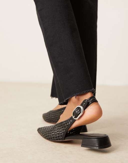 ASOS DESIGN Leonora slingback ballet in black weave, 4 of 4