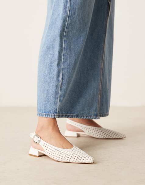 ASOS DESIGN Leonora slingback ballet in white weave - view 1