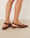 [ASOS DESIGN] ASOS DESIGN Leonora slingback ballet shoes in chocolate suedette-Brown 38 CHOC SUEDETTE