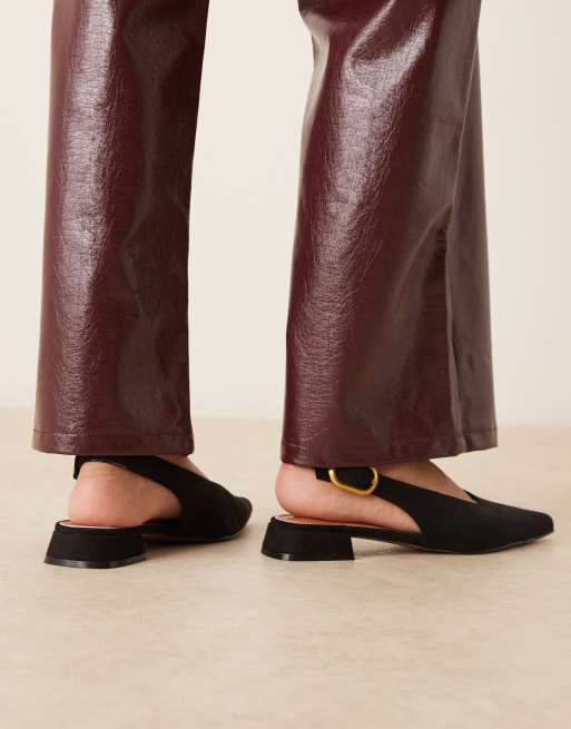 ASOS DESIGN Leonora slingback ballets in black suedette, 3 of 4