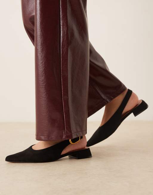 ASOS DESIGN Leonora slingback ballets in black suedette, 4 of 4