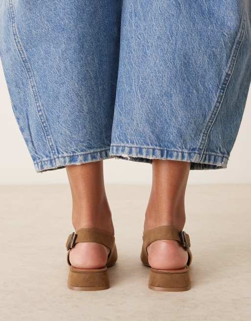 ASOS DESIGN Leonora slingback ballet flats in taupe suedette