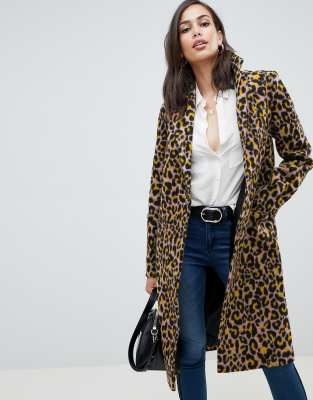 asos design leopard coat