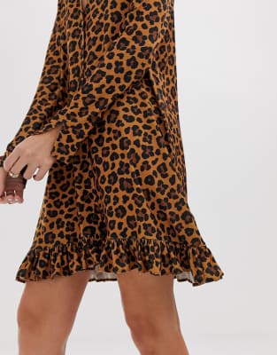 button through leopard print dress