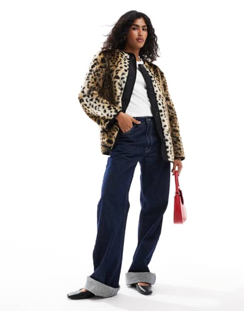 ASOS DESIGN leopard print faux fur collarless jacket in leopard - view 1