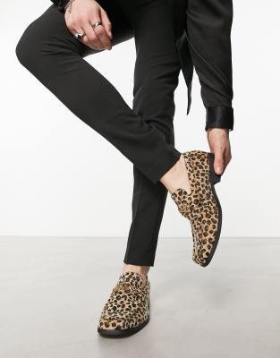 Asos leopard print loafers shop