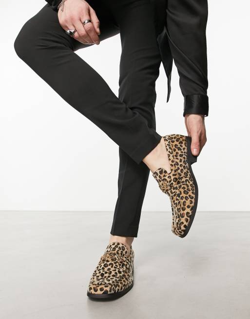 Mens leopard print on sale loafers