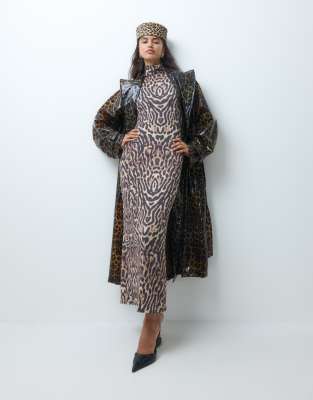 Asos Design Leopard Print Maxi Dress-multi